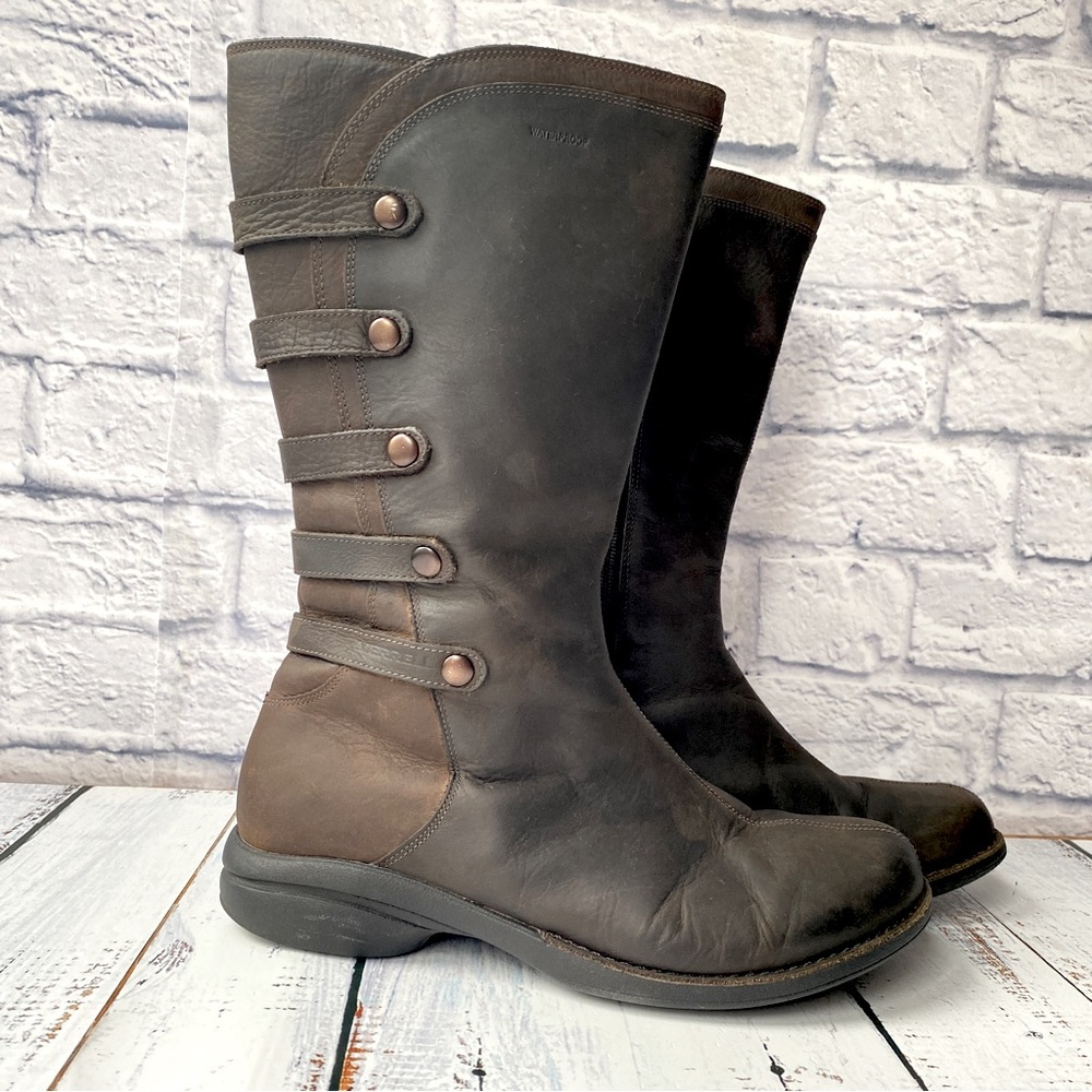 Merrell Captiva Launch Boots Leather Espresso Brown Moto Biker Boho Womens 11